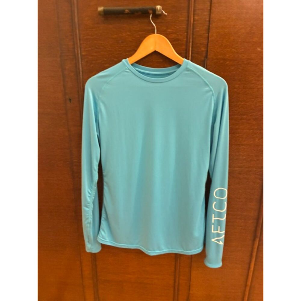 AFTCO Women's Small Samurai LS Sun Protection Shirt Hazel Blue Performance Top